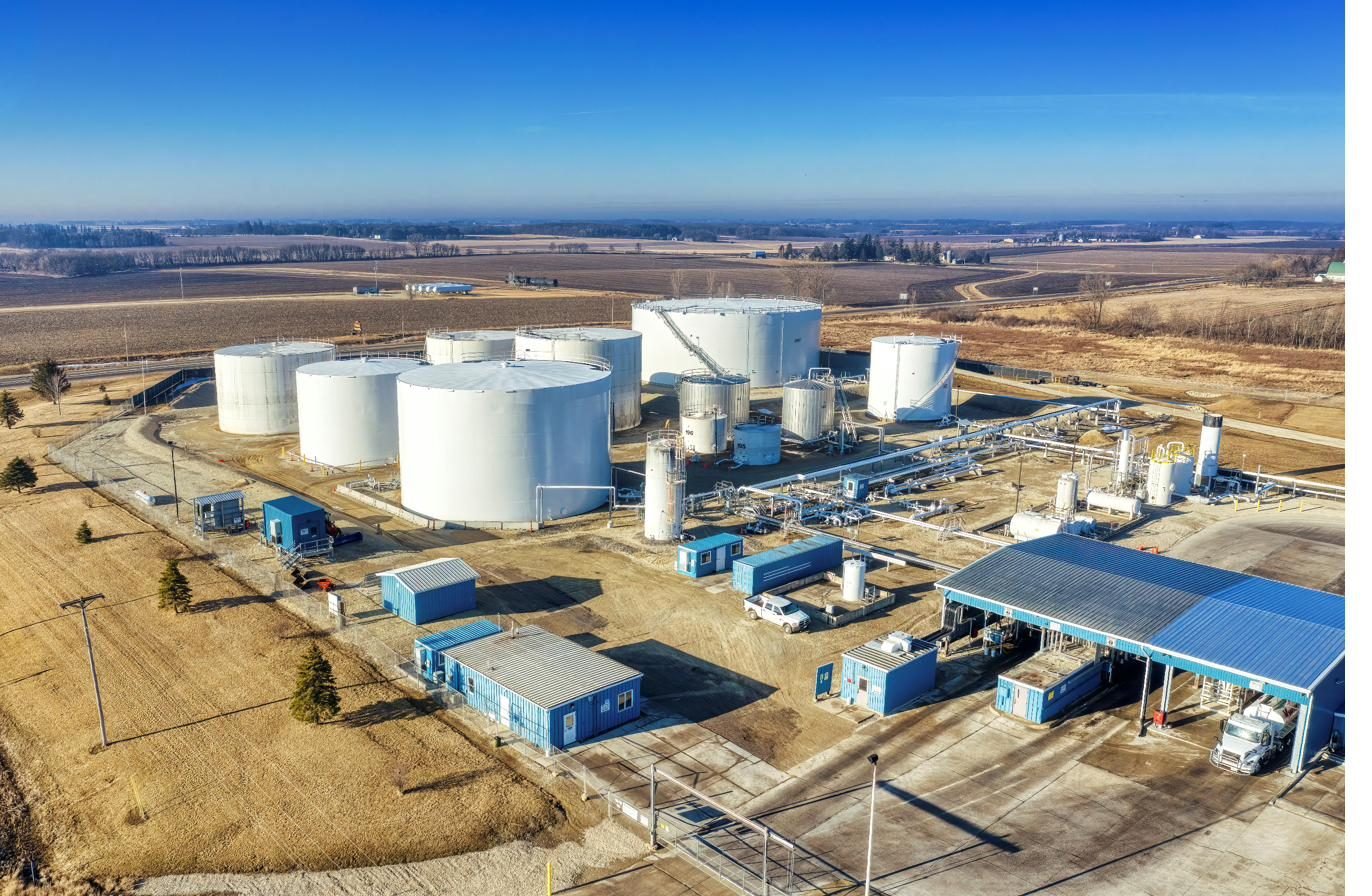 Natural Gas Liquefaction Plant powering utilities at night