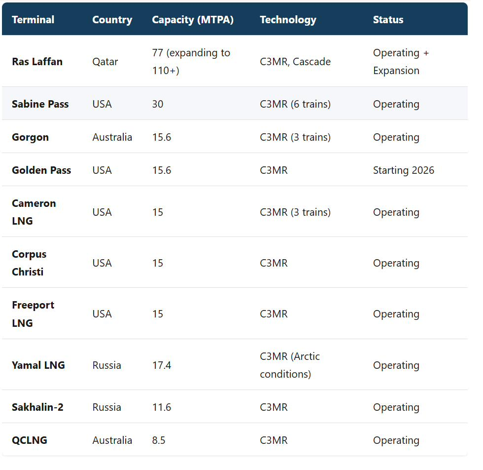 LNG Terminal Operations — top liquefaction terminals